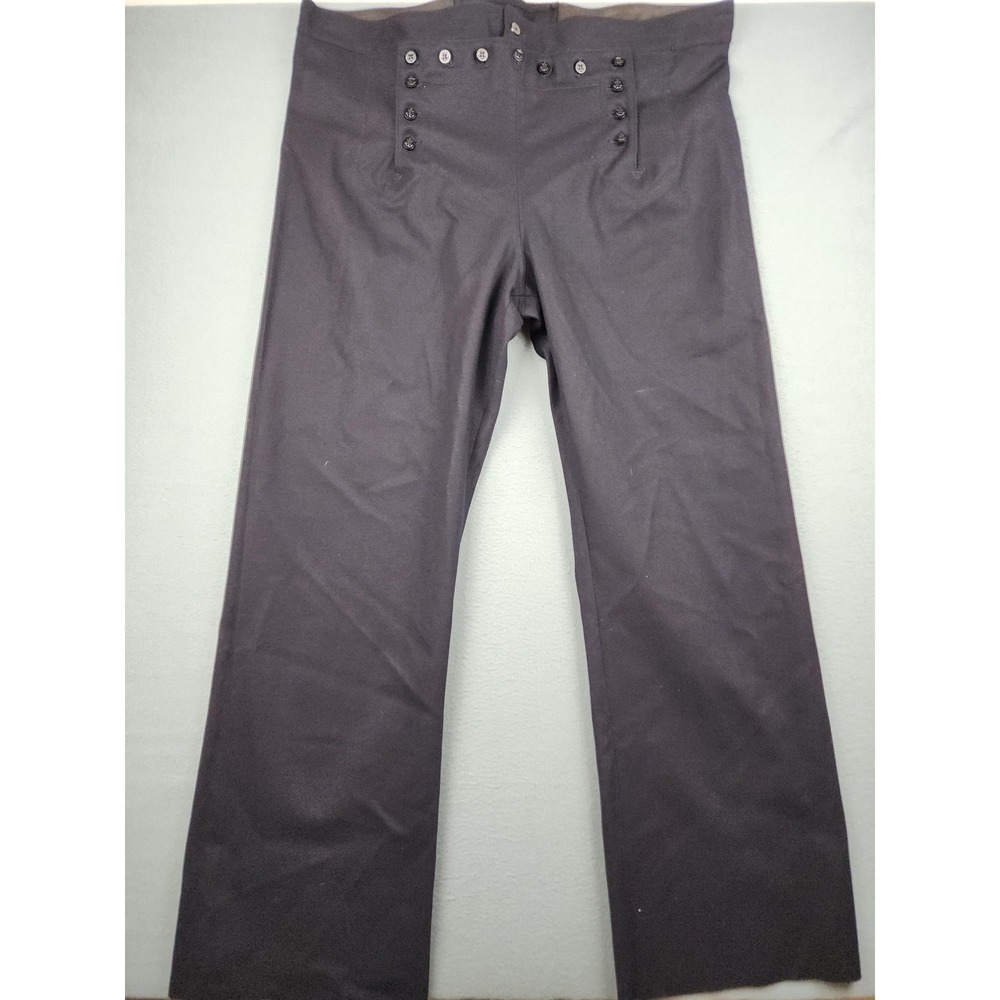 Vintage US Navy Pants Mens Medium 13 Button Wool High Waist Sailor Uniform Work